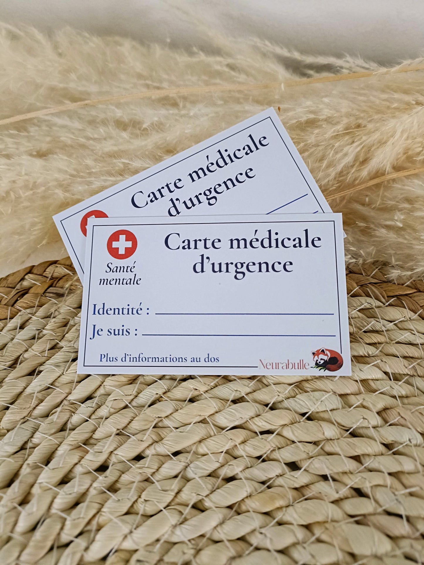 Carte d'urgence médicale: lot de 2