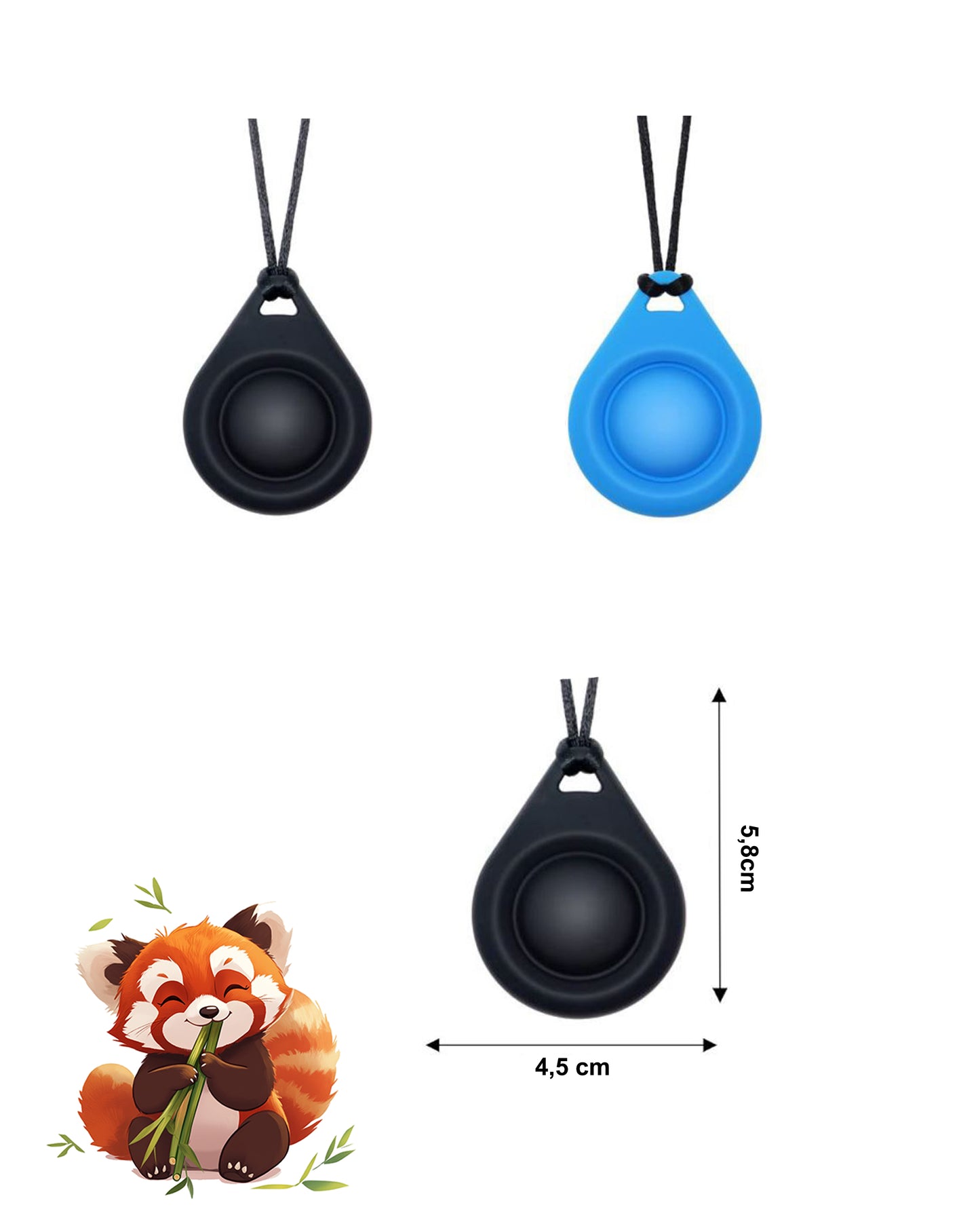 Collier en silicone alimentaire avec pop-it