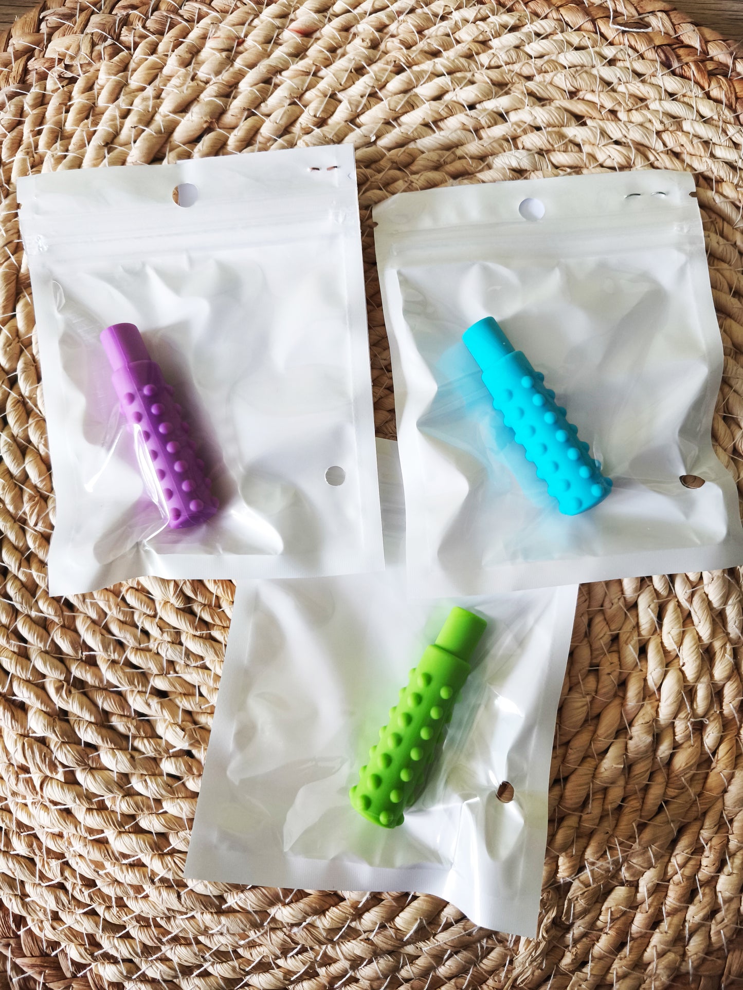 Capuchons de stylos à mâcher texturés. (lot de 3)