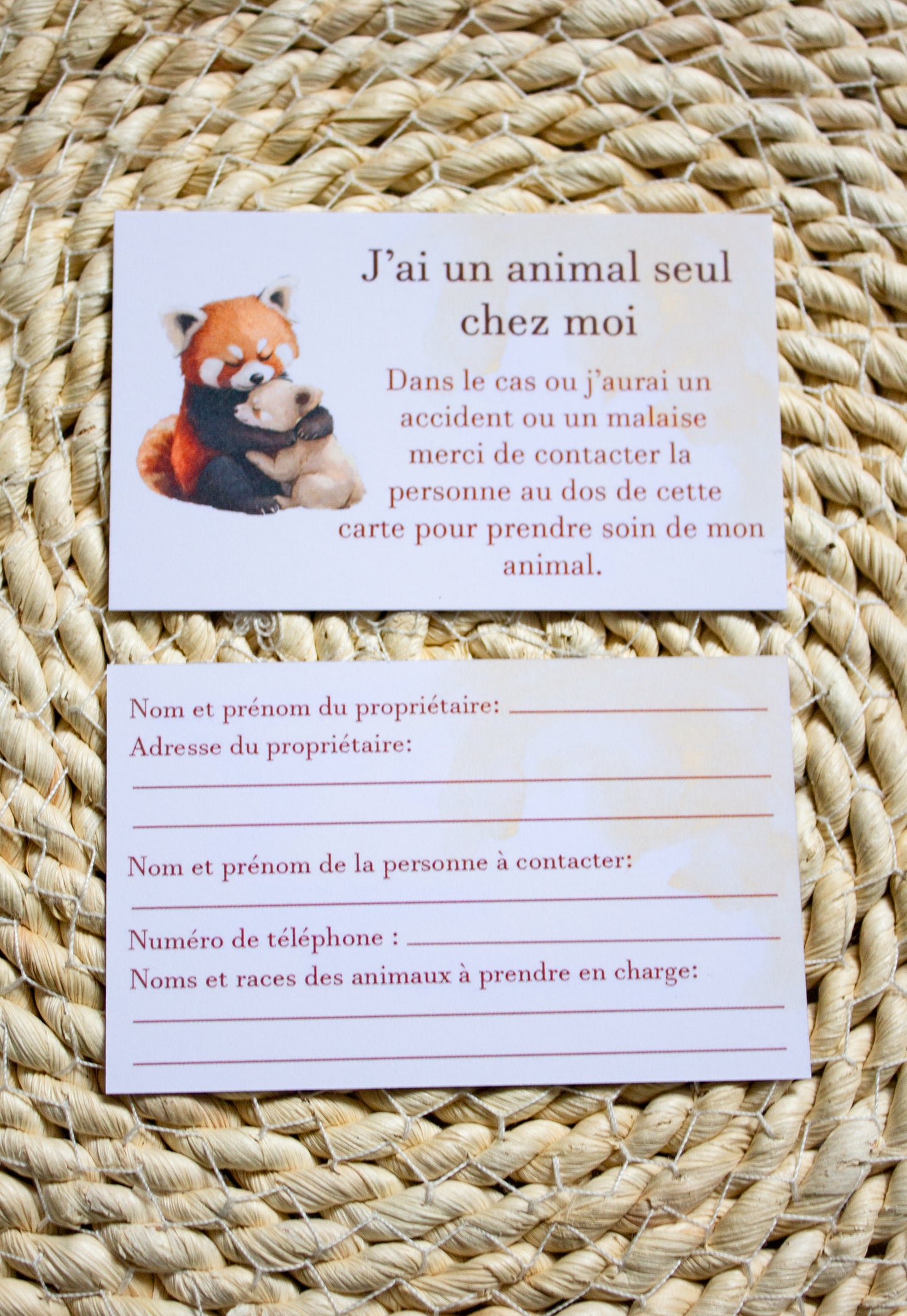 Carte d'alerte: J'ai un animal à la maison
